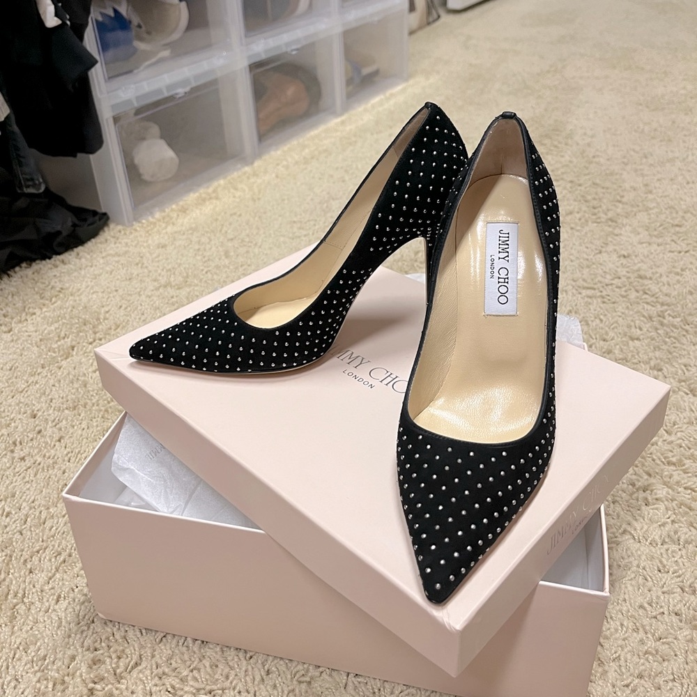 Jimmy Choo Abel pump black suede with mini studs